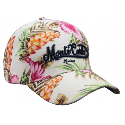 Casquette Outline Monaco Fleurs Blanche